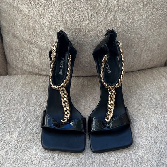 Jeffrey Campbell Black Heels with Gold Chain - Picture 1 of 5